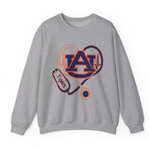 Gildan Gray Sweatshirt with Blue and Orange Design